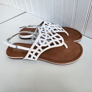 White and Brown Women Sandals